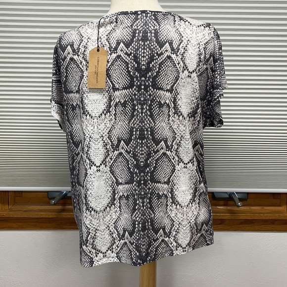 Christian Siriano NWT Snakeskin Print 100% Linen Short Sleeve Top Size Small - Picture 5 of 9